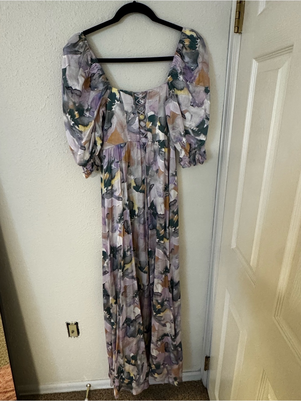 For Love and Lemons- Floral Puff-Sleeve Maxi Dress- Lavender & Green- never worn - Picture 7 of 7